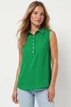 Shell Button Detail Sleeveless Top