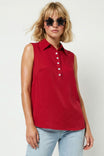Shell Button Detail Sleeveless Top