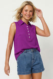 Shell Button Detail Sleeveless Top
