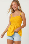 Cord Detail Smocking Top