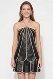 Vegan Leather Shell Panel Top