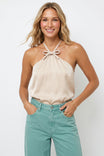 Bow Cord Detail Halter Top