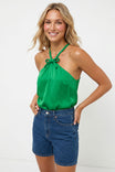 Bow Cord Detail Halter Top