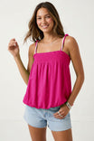 Cord Detail Smocking Bubble Tube Top