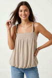 Cord Detail Smocking Bubble Tube Top
