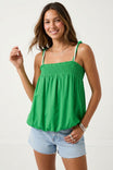 Cord Detail Smocking Bubble Tube Top