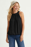 Wide Round Neck Billowy Sleeveless Top