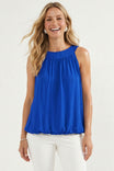 Wide Round Neck Billowy Sleeveless Top