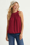 Wide Round Neck Billowy Sleeveless Top