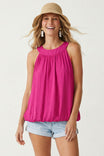 Wide Round Neck Billowy Sleeveless Top