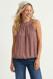 Wide Round Neck Billowy Sleeveless Top