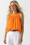 Wide Round Neck Billowy Sleeveless Top