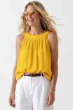 Wide Round Neck Billowy Sleeveless Top