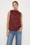 Cinched Mock Neck Sleeveless Top