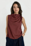 Cinched Mock Neck Sleeveless Top