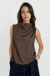 Cinched Mock Neck Sleeveless Top