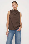 Cinched Mock Neck Sleeveless Top