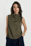 Cinched Mock Neck Sleeveless Top