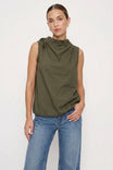 Cinched Mock Neck Sleeveless Top