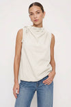 Cinched Mock Neck Sleeveless Top