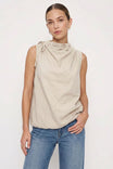 Cinched Mock Neck Sleeveless Top