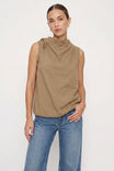 Cinched Mock Neck Sleeveless Top