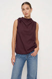 Cinched Mock Neck Sleeveless Top