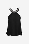 Abstract Applique Round Neck Tank Top