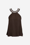 Abstract Applique Round Neck Tank Top
