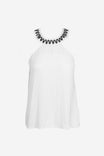 Abstract Applique Round Neck Tank Top