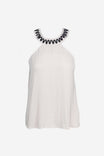 Abstract Applique Round Neck Tank Top
