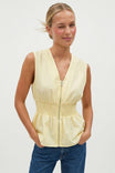 Sleeveless Zip Front Smocked Top