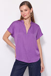 Half Zip Relaxed Drop Shoulder Blouse