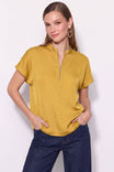 Half Zip Relaxed Drop Shoulder Blouse