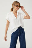 Half Zip Relaxed Drop Shoulder Blouse