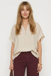 Half Zip Relaxed Drop Shoulder Blouse