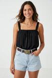 Contrast Stitch Tie Front Top