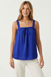 Contrast Stitch Tie Front Top