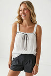 Contrast Stitch Tie Front Top