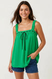 Contrast Stitch Tie Front Top