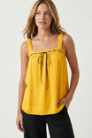 Contrast Stitch Tie Front Top