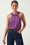 Round Neck Blanket Stitch Tank Top