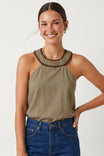Round Neck Blanket Stitch Tank Top