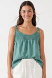 Crochet Yoke Linen Top