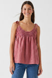Crochet Yoke Linen Top