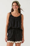 Crochet Yoke Linen Top