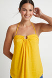 Ruched Ring Front Halter Top