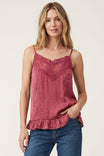 Sleeveless Crochet Panel Ruffle Top