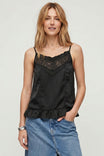 Sleeveless Crochet Panel Ruffle Top