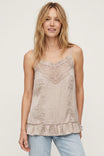 Sleeveless Crochet Panel Ruffle Top